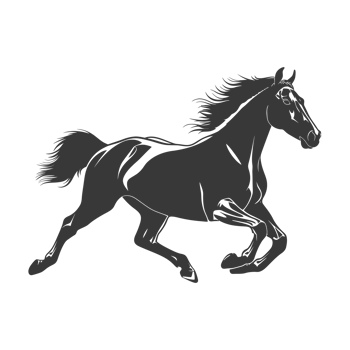 AI generated Silhouette a horses galloping black color only png