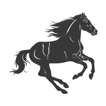 AI generated Silhouette a horses galloping black color only png