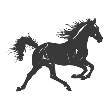 AI generated Silhouette a horses galloping black color only png