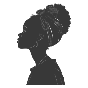 AI generated Silhouette african girl alone black color only png