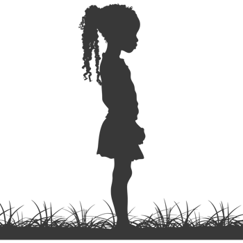 AI generated Silhouette african girl alone black color only png