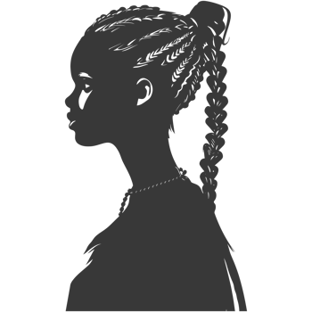 AI generated Silhouette african girl alone black color only png