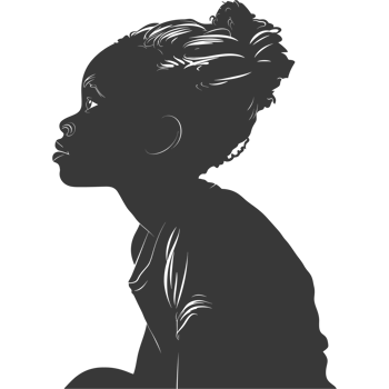 AI generated Silhouette african girl alone black color only png