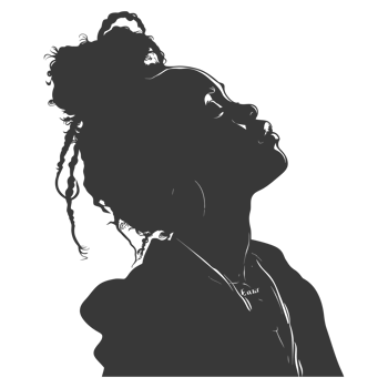 AI generated Silhouette african girl alone black color only png