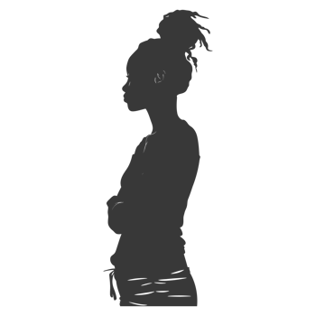 AI generated Silhouette african girl alone black color only png