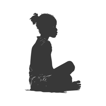 AI generated Silhouette african girl alone black color only png