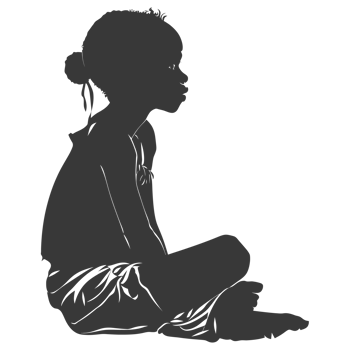 AI generated Silhouette african girl alone black color only png