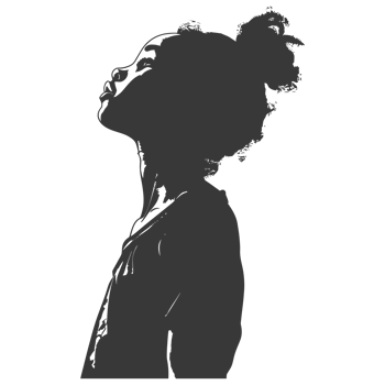 AI generated Silhouette african girl alone black color only png