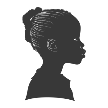 AI generated Silhouette african girl black color only png