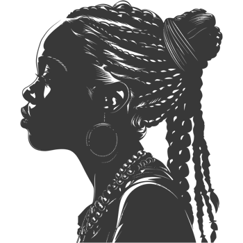 AI generated Silhouette african girl black color only png