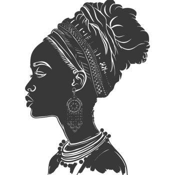 AI generated Silhouette african girl black color only png
