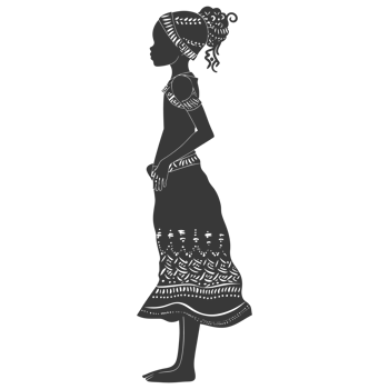 AI generated Silhouette african girl black color only png