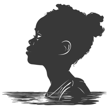 AI generated Silhouette african girl black color only png