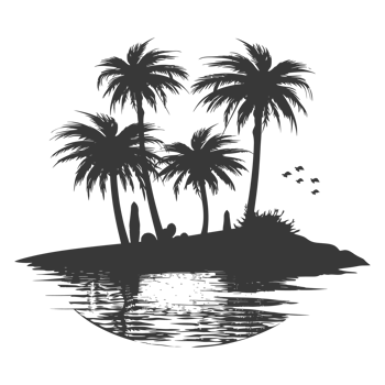 AI generated Silhouette an oasis in the desert black color only png