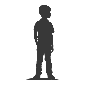 AI generated Silhouette asian boy black color only png