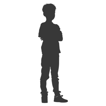 AI generated Silhouette asian boy black color only png