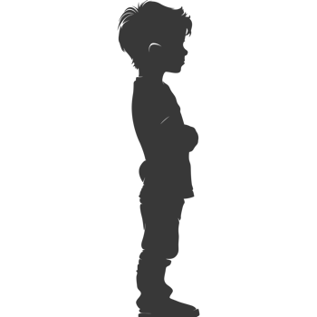 AI generated Silhouette asian boy black color only png
