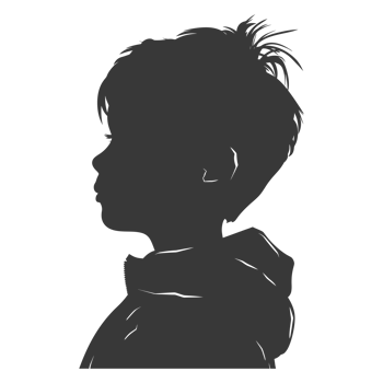 AI generated Silhouette asian boy black color only png