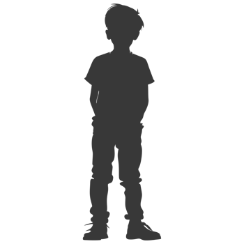 AI generated Silhouette asian boy black color only png