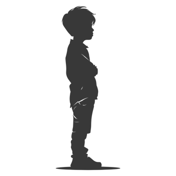 AI generated Silhouette asian boy black color only png