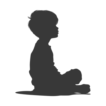 AI generated Silhouette asian boy black color only png