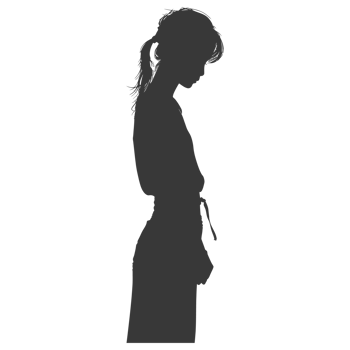 AI generated Silhouette asian girl alone black color only png
