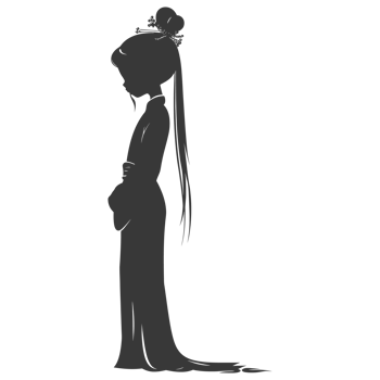AI generated Silhouette asian girl alone black color only png