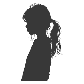 AI generated Silhouette asian girl alone black color only png