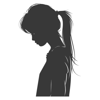 AI generated Silhouette asian girl alone black color only png