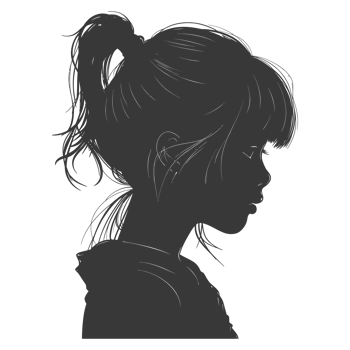 AI generated Silhouette asian girl alone black color only png