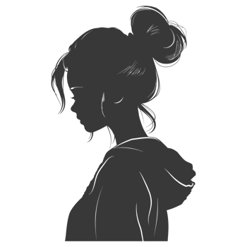 AI generated Silhouette asian girl alone black color only png