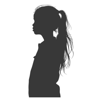 AI generated Silhouette asian girl alone black color only png