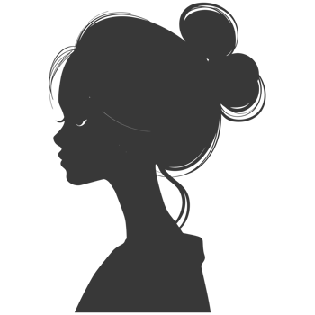 AI generated Silhouette asian girl black color only png