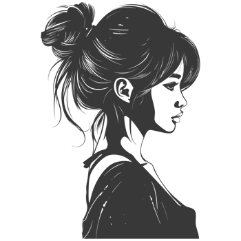 AI generated Silhouette asian girl black color only png