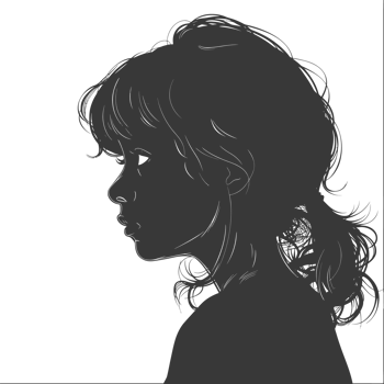 AI generated Silhouette asian girl black color only png