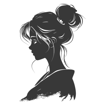 AI generated Silhouette asian girl black color only png