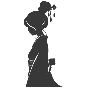 AI generated Silhouette asian girl black color only png