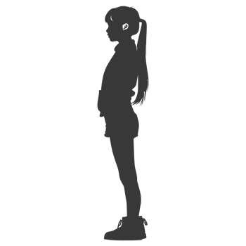 AI generated Silhouette asian girl black color only png