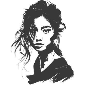 AI generated Silhouette asian girl black color only png