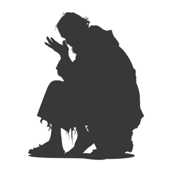 AI generated Silhouette beggar black color only full body png
