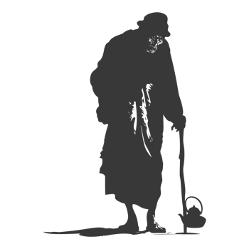 AI generated Silhouette beggar black color only full body png