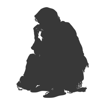 AI generated Silhouette beggar black color only full body png