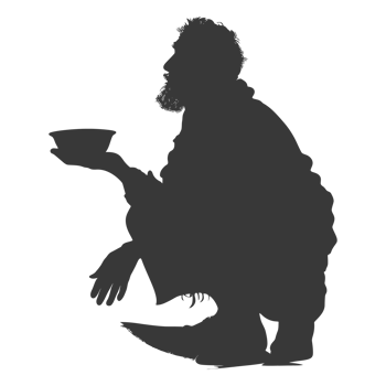 AI generated Silhouette beggar black color only full body png