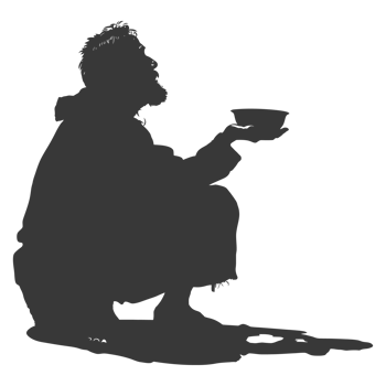 AI generated Silhouette beggar black color only full body png