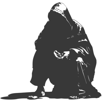 AI generated Silhouette beggar black color only full body png