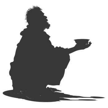 AI generated Silhouette beggar black color only full body png