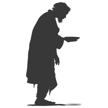 AI generated Silhouette beggar black color only full body png
