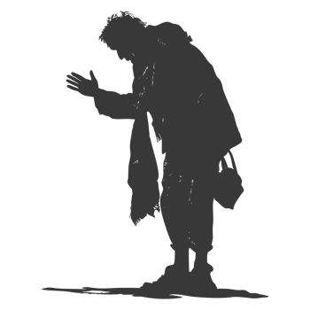 AI generated Silhouette beggar black color only full body png