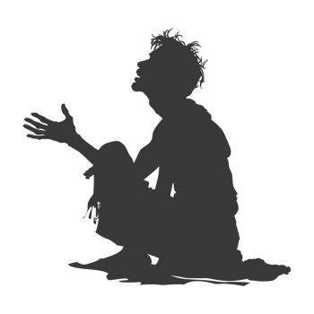 AI generated Silhouette beggar black color only full body png