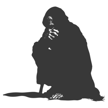 AI generated Silhouette beggar black color only full body png
